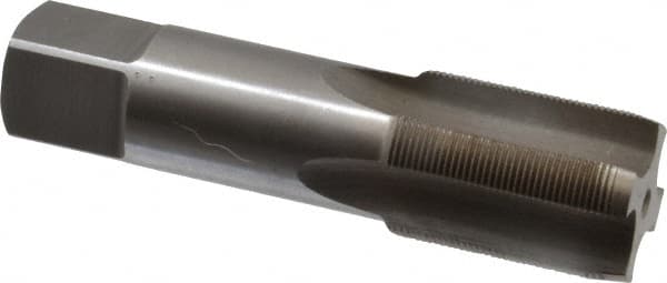 Interstate - M26x1.00 Metric Special 6H 4 Flute Bright Finish High Speed Steel Straight Flute Standard Hand Tap - Plug, Right Hand Thread, 4-29/32" OAL, 2-7/32" Thread Length, D5 Limit, Oversize - Benchmark Tooling