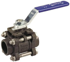 NIBCO - 1/2" Pipe, Full Port, Carbon Steel Standard Ball Valve - 3 Piece, Inline - One Way Flow, Socket Weld x Socket Weld Ends, Locking Lever Handle, 1,000 WOG - Benchmark Tooling