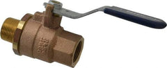 NIBCO - 3/4" Pipe, Full Port, Bronze Standard Ball Valve - 2 Piece, Inline - One Way Flow, MNPT x FNPT Ends, Lever Handle, 600 WOG, 200 WSP - Benchmark Tooling
