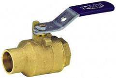 NIBCO - 2" Pipe, Full Port, Bronze Standard Ball Valve - 2 Piece, Inline - One Way Flow, FNPT x Soldered Ends, Lever Handle, 600 WOG, 150 WSP - Benchmark Tooling