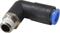 SMC PNEUMATICS - 10mm OD, R(PT) 1/4 Thread, Brass/Polybutylene Push-to-Connect Male Elbow - 145 Max psi - Benchmark Tooling