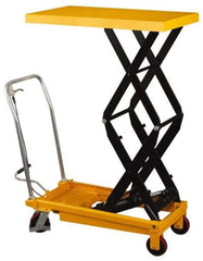 Wesco Industrial Products - 770 Lb Capacity Portable Foot-Operated Scissor Lift Table - 14" Lift Height, 35-1/2" Platform Length x 19-1/2" Platform Width - Benchmark Tooling