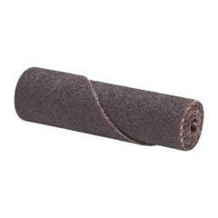 Merit Abrasives - 1/2" Max Roll Diam x 2" OAL, 80 Grit Aluminum Oxide Straight Cartridge Roll - 1/8" Pilot Hole Diam, Medium Grade - Benchmark Tooling