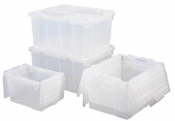 Orbis - 1.8 Cu Ft, 70 Lb Load Capacity Clear Polypropylene Attached-Lid Container - Stacking, Nesting, 21.8" Long x 15.2" Wide x 12.9" High, Lid Included - Benchmark Tooling