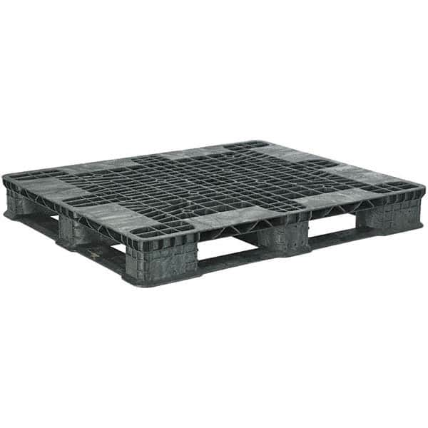 Orbis - 47.8" Long x 39.9" & Wide x 5.8" High Polyethylene Stackable Pallet - 30,000 Lb Static Capacity, 3,500 Lb Dynamic Capacity, Black - Benchmark Tooling