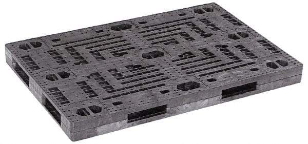 Orbis - 71.8" Long x 47.8" & Wide x 5.8" High Polyethylene Stackable Pallet - 30,000 Lb Static Capacity, 4,000 Lb Dynamic Capacity, Black - Benchmark Tooling