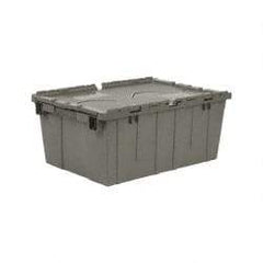 Quantum Storage - 1.27 Cu Ft, 60 Lb Load Capacity Gray Polyethylene Attached-Lid Container - Stacking, Nesting, 21.8" Long x 14.9" Wide x 9.6" High, Lid Included - Benchmark Tooling