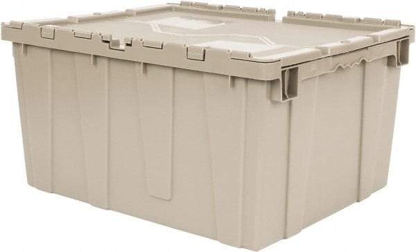 Quantum Storage - 2.44 Cu Ft, 80 Lb Load Capacity Gray Polyethylene Attached-Lid Container - Stacking, Nesting, 23.9" Long x 19.4" Wide x 12-1/2" High, Lid Included - Benchmark Tooling