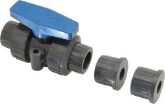 Plast-O-Matic - 1/2" Pipe, Full Port, PVC True Union Design Ball Valve - Inline - Two Way Flow, FNPT x FNPT Ends, Tee Handle, 175 WOG - Benchmark Tooling