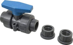 Plast-O-Matic - 3/4" Pipe, Full Port, PVC True Union Design Ball Valve - Inline - Two Way Flow, FNPT x FNPT Ends, Tee Handle, 175 WOG - Benchmark Tooling