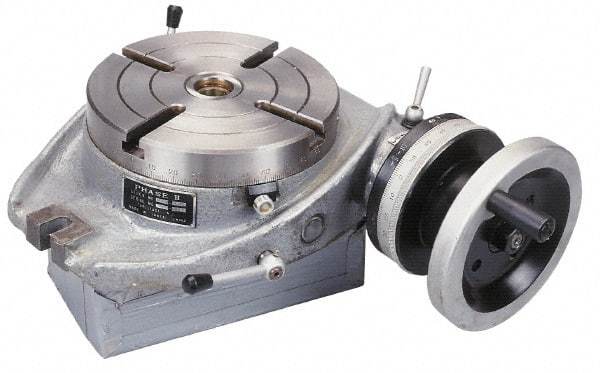 Phase II - 12" Table Diam, Horizontal Rotary Machining Table - 4MT Center Taper, 0.545" T-Slot Width - Benchmark Tooling