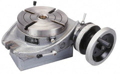 Phase II - 6" Table Diam, Horizontal Rotary Machining Table - 2MT Center Taper, 0.39" T-Slot Width - Benchmark Tooling