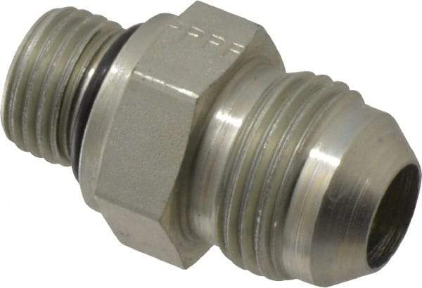 Parker - 1/2" Tube OD, 37° Steel Flared Tube Straight Thread Connector - 9/16 UNF, Flare x SAE-ORB Ends - Benchmark Tooling