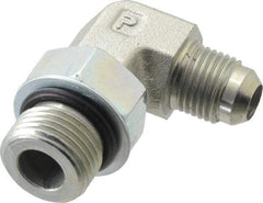 Parker - 3/8" Tube OD, 37° Steel Flared Tube Straight Thread Elbow - 3/4 UNF, Flare x SAE-ORB Ends - Benchmark Tooling