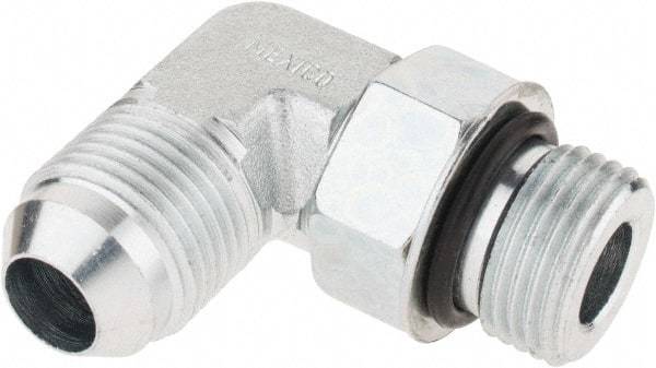 Parker - 1/2" Tube OD, 37° Steel Flared Tube Straight Thread Elbow - 3/4 UNF, Flare x SAE-ORB Ends - Benchmark Tooling