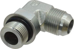 Parker - 3/4" Tube OD, 37° Steel Flared Tube Straight Thread Elbow - 1-1/16 UNF, Flare x SAE-ORB Ends - Benchmark Tooling