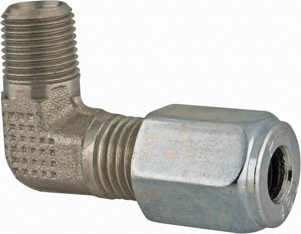 Parker - Metal Flareless Bite Tube Male Elbow - 1/8 NPTF - Benchmark Tooling