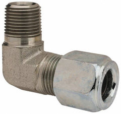 Parker - Metal Flareless Bite Tube Male Elbow - 3/8 NPTF - Benchmark Tooling