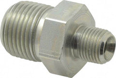 Parker - 3/8 x 1/8 Male Thread, Zinc Plated Steel Industrial Pipe Hex Nipple - MNPTF, 6,000 psi - Benchmark Tooling
