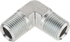 Parker - 1/2 Male Thread, Zinc Plated Steel Industrial Pipe 90° Male Elbow - MNPTF, 6,000 psi - Benchmark Tooling