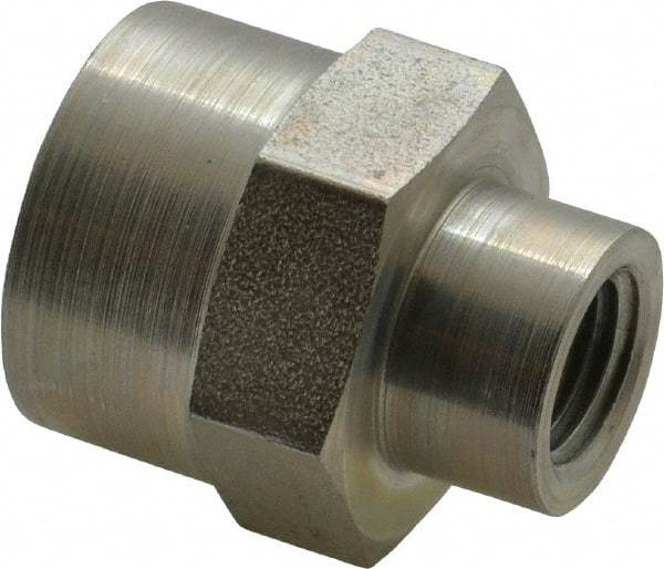 Parker - 1/2 x 1/4 Female Thread, Zinc Plated Steel Industrial Pipe Coupling - FNPTF, 5,000 psi - Benchmark Tooling