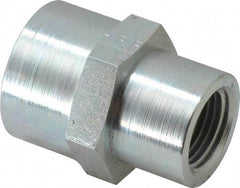 Parker - 3/4 x 1/2 Female Thread, Zinc Plated Steel Industrial Pipe Coupling - FNPTF, 4,000 psi - Benchmark Tooling