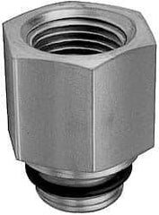 Parker - 1-3/16 - 12 Male Thread x 1/2 Female Thread, Zinc Plated Steel Industrial Pipe Adapter - Male Straight Thread O-Ring x Female NPTF, 5,000 psi - Benchmark Tooling
