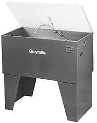 Graymills - Free Standing Solvent-Based Parts Washer - 40 Gal Max Operating Capacity, Steel Tank, 38" (Lid Close)/60" (Lid Open) High x 42" Long x 22" Wide, 115 Input Volts - Benchmark Tooling