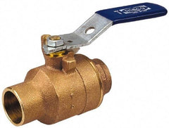 NIBCO - 1-1/4" Pipe, Full Port, Bronze Standard Ball Valve - 2 Piece, Inline - One Way Flow, Soldered x Soldered Ends, Lever with Memory Stop Handle, 600 WOG, 150 WSP - Benchmark Tooling