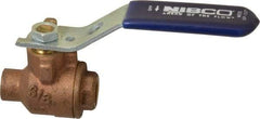 NIBCO - 3/8" Pipe, Full Port, Bronze Standard Ball Valve - 2 Piece, Inline - One Way Flow, Soldered x Soldered Ends, Lever Handle, 600 WOG, 150 WSP - Benchmark Tooling