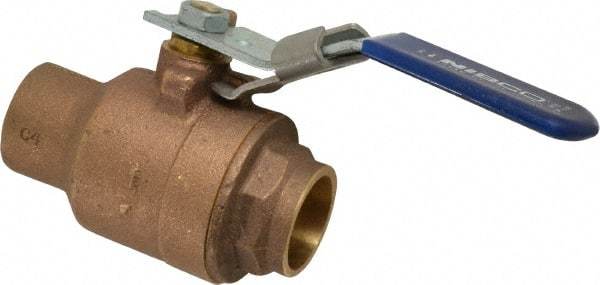 NIBCO - 1" Pipe, Full Port, Bronze Standard Ball Valve - 2 Piece, Inline - One Way Flow, Soldered x Soldered Ends, Locking Lever Handle, 600 WOG, 150 WSP - Benchmark Tooling