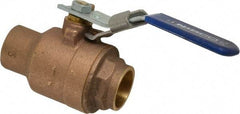 NIBCO - 1" Pipe, Full Port, Bronze Standard Ball Valve - 2 Piece, Inline - One Way Flow, Soldered x Soldered Ends, Locking Lever Handle, 600 WOG, 150 WSP - Benchmark Tooling