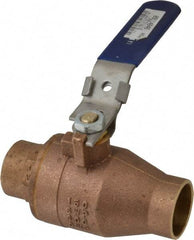 NIBCO - 1-1/2" Pipe, Full Port, Bronze Standard Ball Valve - 2 Piece, Inline - One Way Flow, Soldered x Soldered Ends, Locking Lever Handle, 600 WOG, 150 WSP - Benchmark Tooling