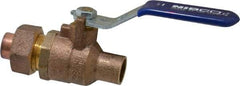 NIBCO - 1/2" Pipe, Full Port, Bronze Single Union Ends Ball Valve - 2 Piece, Inline - One Way Flow, Soldered x Soldered Ends, Lever Handle, 600 WOG, 150 WSP - Benchmark Tooling