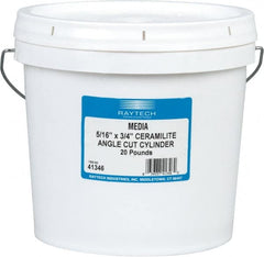 Raytech - Ceramic Plastic Blend Carrier, Polishing Tumbling Media - Cylinder Shape, Wet Operation, 5/16" Long x 3/4" High - Benchmark Tooling