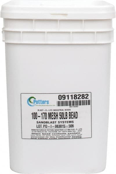 Made in USA - Medium/Fine Grade Smooth Glass Bead - 100 to 170 Grit, 50 Lb Pail - Benchmark Tooling