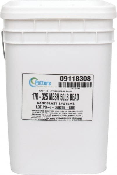 Made in USA - Fine Grade Smooth Glass Bead - 170 to 325 Grit, 50 Lb Pail - Benchmark Tooling