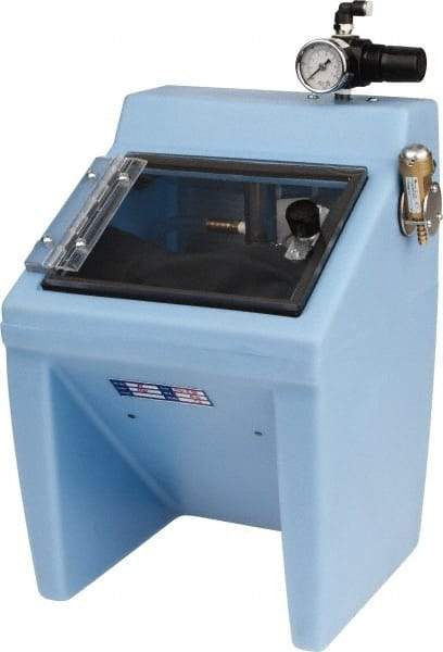 Made in USA - 220V Left Hand Sandblaster - Pressure Feed, 25" CFM at 100 PSI - Benchmark Tooling