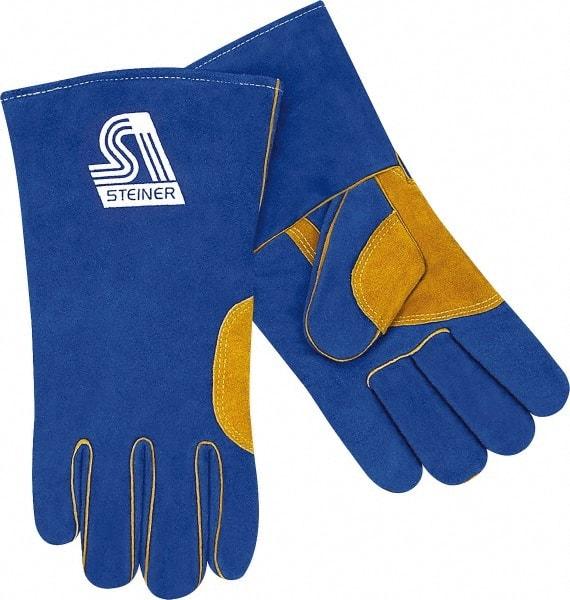 Steiner - Size L Unlined Cowhide Welding Glove - 13" OAL, Gauntlet Cuff, For General Welding - Benchmark Tooling