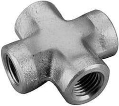 Parker - 1/4 Female Thread, Zinc Plated Steel Industrial Pipe Female Cross - FNPTF, 5,000 psi - Benchmark Tooling
