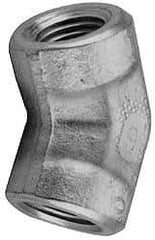 Parker - 1/2 Female Thread, Zinc Plated Steel Industrial Pipe 45° Female Elbow - FNPTF, 3,000 psi - Benchmark Tooling