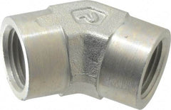 Parker - 3/8 Female Thread, Zinc Plated Steel Industrial Pipe 45° Female Elbow - FNPTF, 4,500 psi - Benchmark Tooling