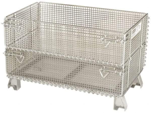 Nashville Wire - 32" Long x 20" Wide x 16" High Steel Basket-Style Bulk Folding Wire Mesh Container - 1,000 Lb. Load Capacity - Benchmark Tooling