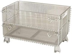 Nashville Wire - 32" Long x 20" Wide x 16" High Steel Basket-Style Bulk Folding Wire Mesh Container - 1,000 Lb. Load Capacity - Benchmark Tooling