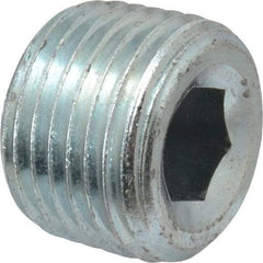 Parker - 1/2 Male Thread, Zinc Plated Steel Industrial Pipe Hollow Hex Plug - MNPTF, 6,000 psi - Benchmark Tooling