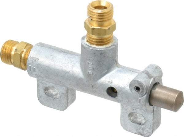 Heinrich - 1/4" NPS Three Way Air Valve - 1/4" NPT Inlet, 0.25" NPT Outlet, Plunger Button/Spring Acuator - Benchmark Tooling