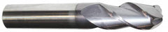 Accupro - 7/16" Diam, 2" LOC, 3 Flute Solid Carbide Ball End Mill - AlTiN Finish, Single End, 4" OAL, 7/16" Shank Diam, Spiral Flute - Benchmark Tooling