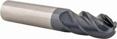 Accupro - 1/2" Diam, 1" LOC, 4 Flute Solid Carbide Ball End Mill - AlTiN Finish, Single End, 3" OAL, 1/2" Shank Diam, Spiral Flute - Benchmark Tooling