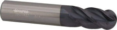 Accupro - 3/8" Diam, 1-3/4" LOC, 4 Flute Solid Carbide Ball End Mill - nACRo Finish, Single End, 4" OAL, 3/8" Shank Diam, Spiral Flute - Benchmark Tooling