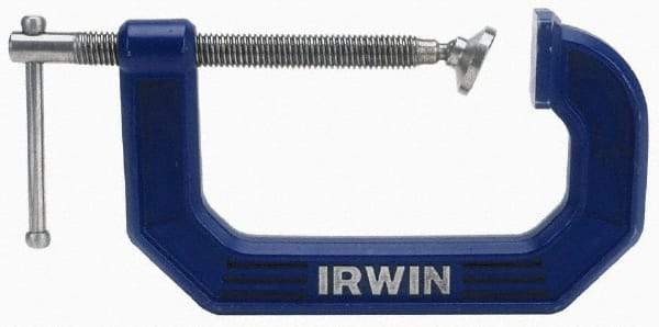 Irwin - Regular-Duty 5" Max Opening, 3-1/4" Throat Depth, Cast Iron Standard C-Clamp - 1,500 Lb Capacity, 0" Min Opening, Standard Throat Depth - Benchmark Tooling